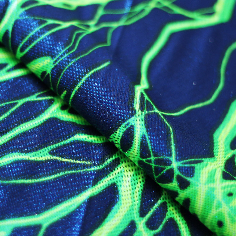 Lightning Bolt Nylon Spandex Fabric - Multi-Color Lightning Bolt Print, 58/60" Width (1 Yard)