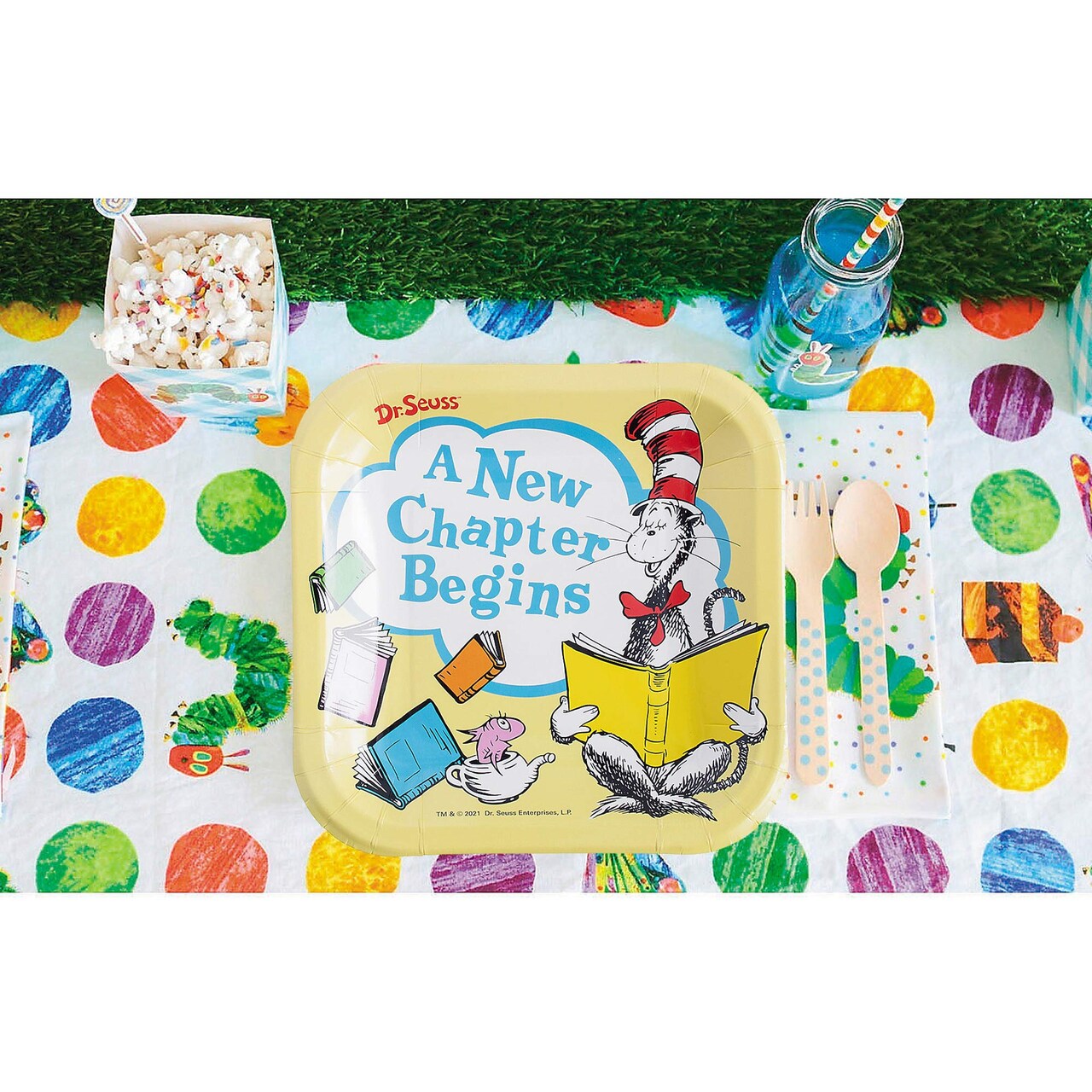 8 Ct. 7" Dr. Seuss Baby Shower Square Dessert Plates A New Chapter Begins Design, Disposable