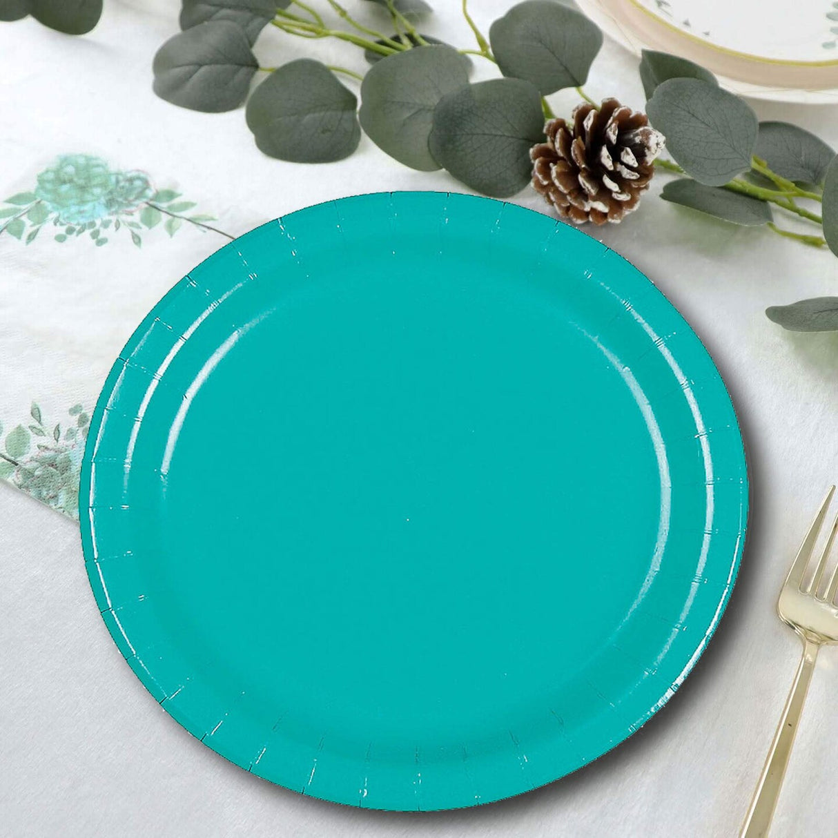 24 Count Solid Teal Paper Dessert Plates 7 Inch Round for Cake Snacks and Parties