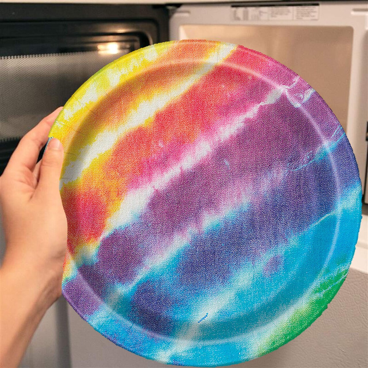 8 Count 6¾" Tie-Dye Disposable Paper Dessert Plates Retro 60s & 70s Party Tableware