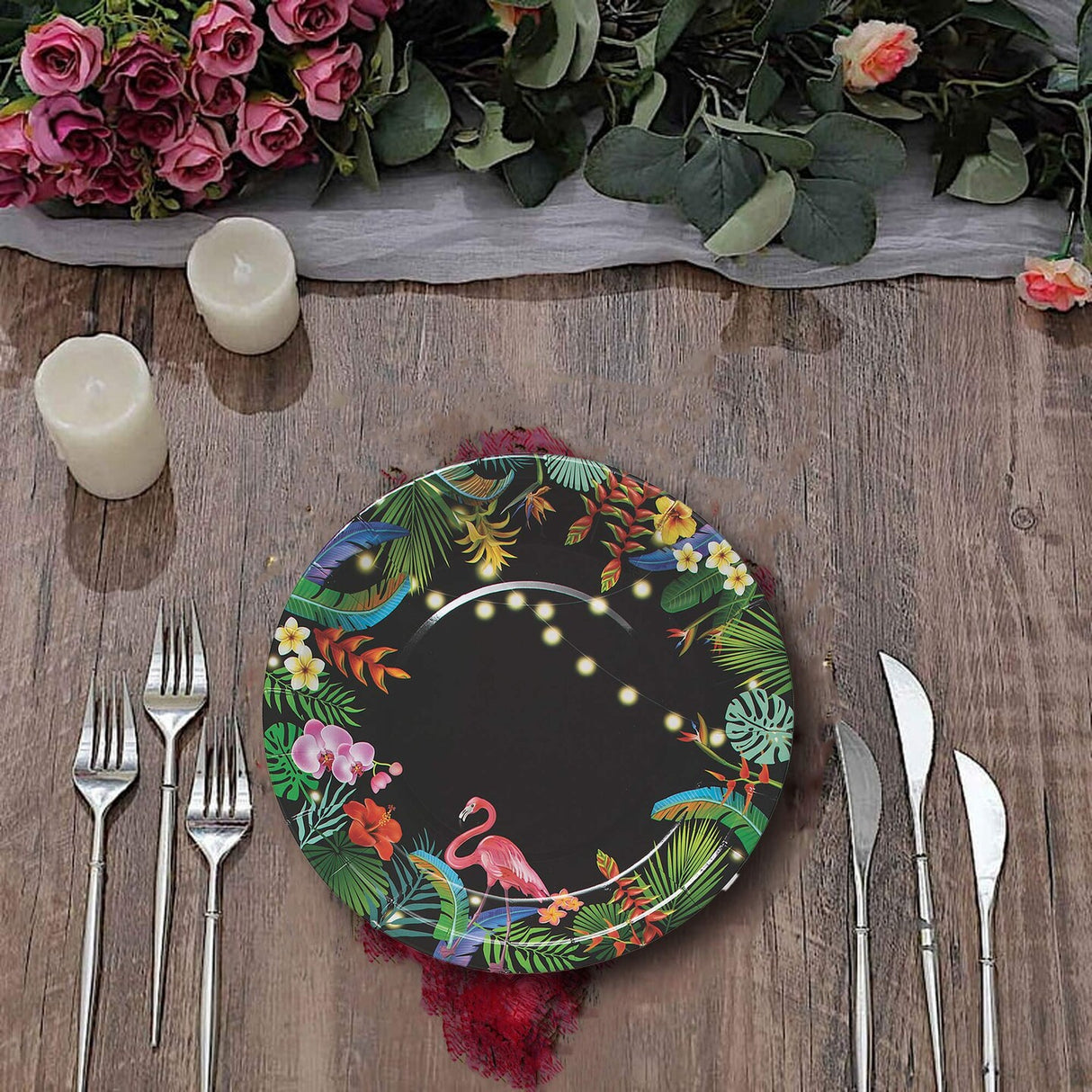 8 Count Tropical Nights Luau Party Disposable Dinner Plates 9"