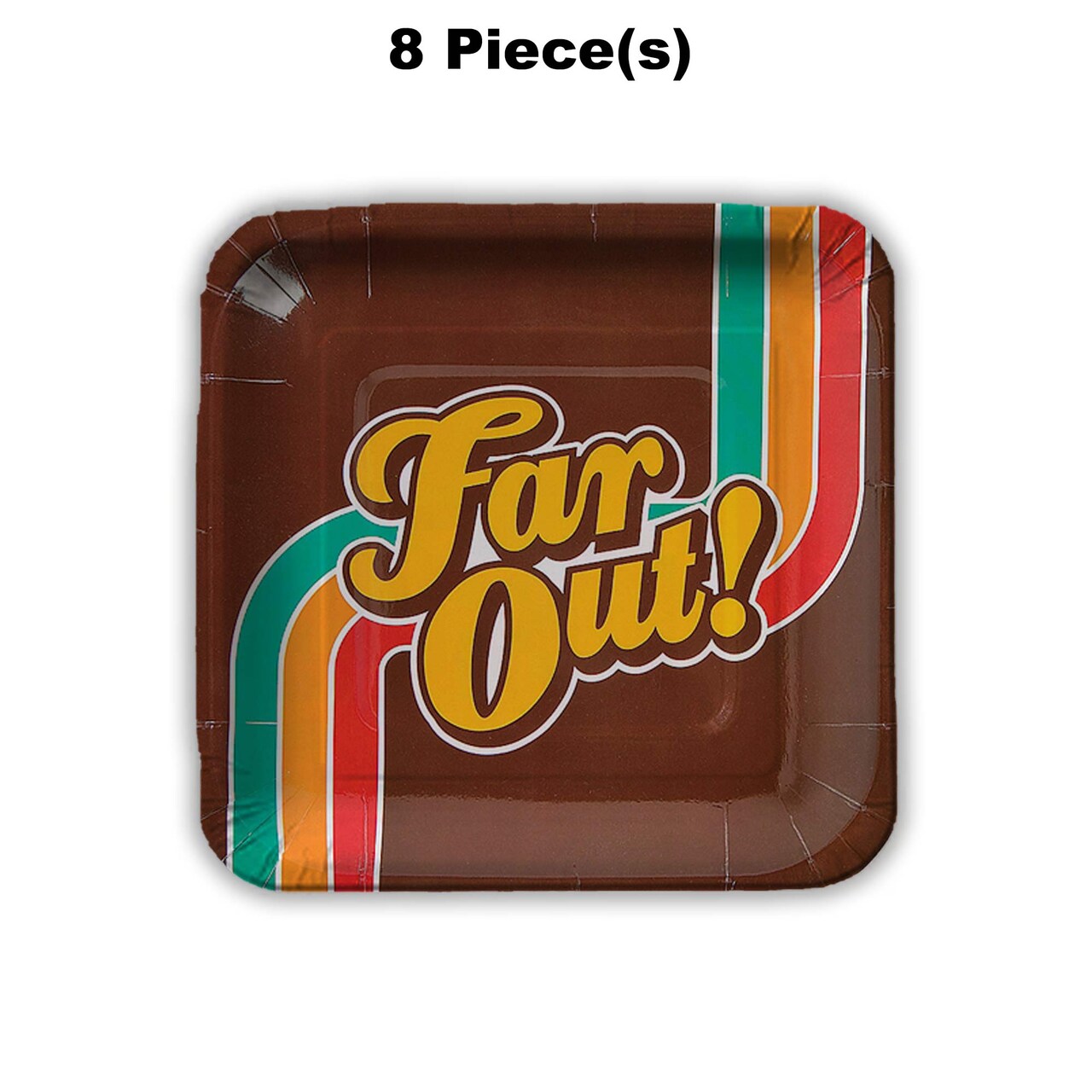 8 Ct. 70s Party Far Out Square Paper Dessert Plates 7" Retro Tableware