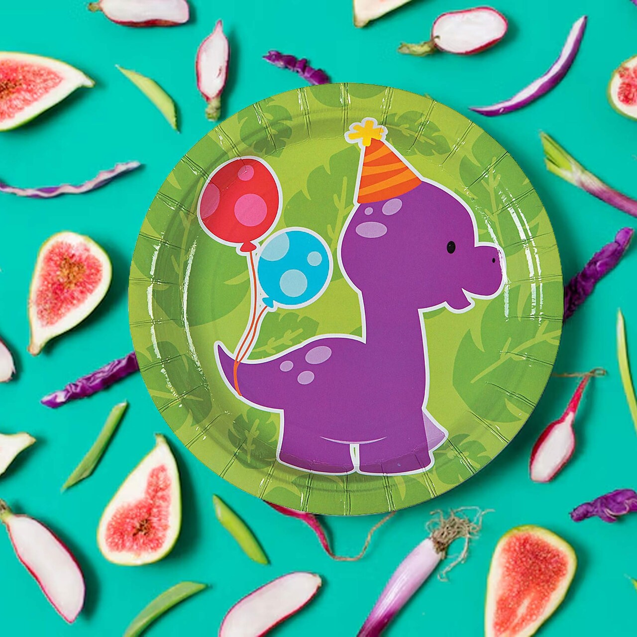 8 Ct. Little Dino Brontosaurus Paper Dessert Plates 7-Inch Dinosaur Party Tableware