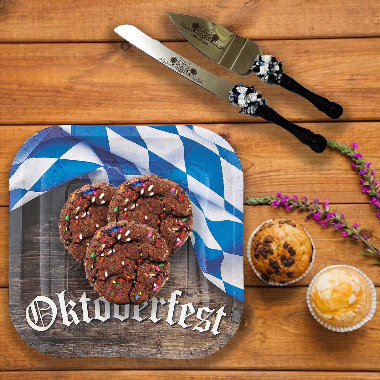 8 Ct. Oktoberfest Square Paper Dessert Plates 7"