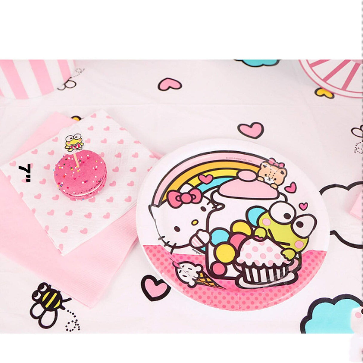 8 Count Hello Kitty Keroppi Paper Dessert Plates 7 Inch Disposable Party Tableware for Kids Birthday