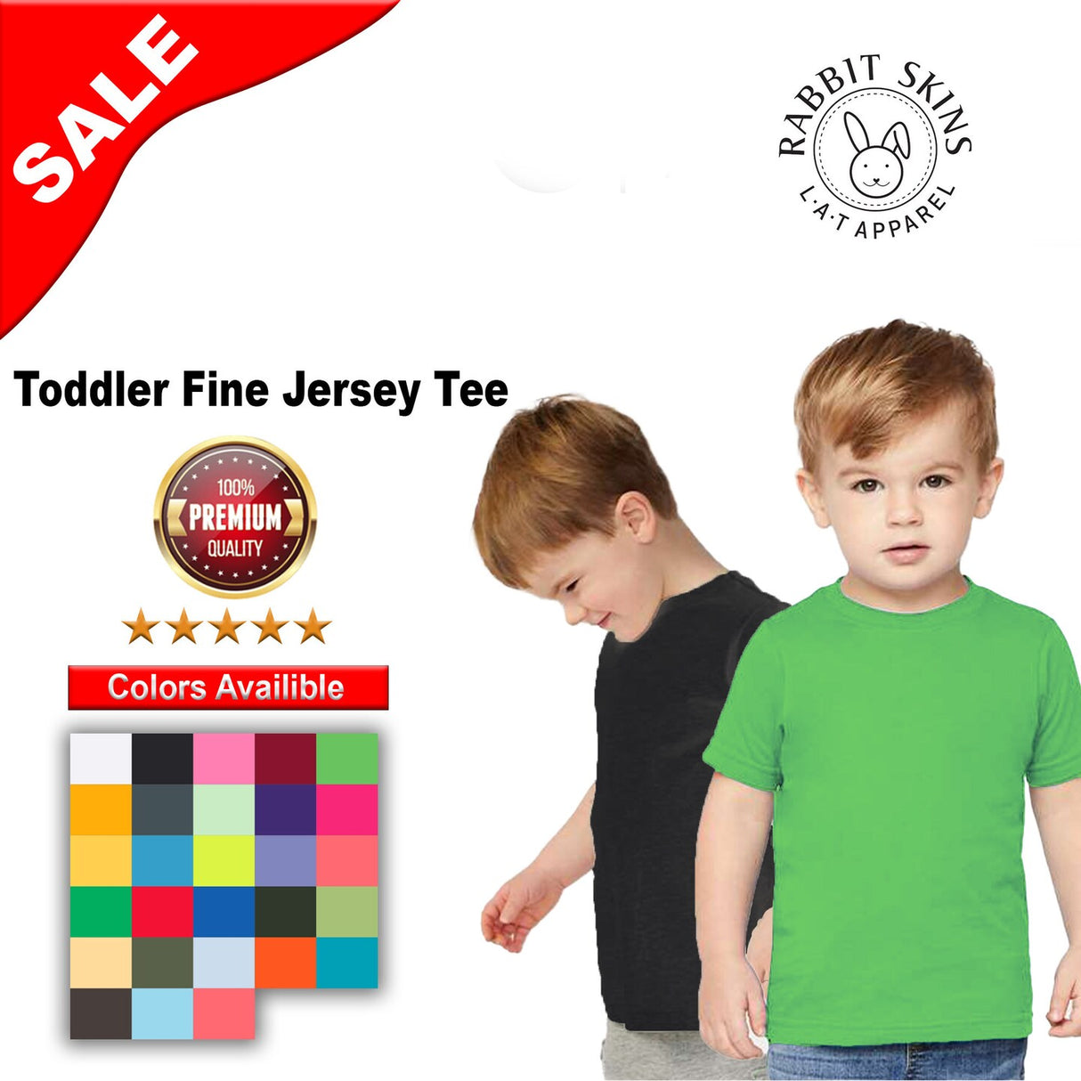 RADYAN® Toddler Fine Jersey Short Sleeve Tee - 3321