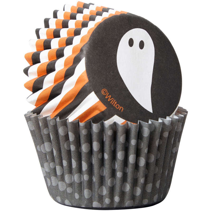 Wilton Halloween Ghosts Mini Cupcake Liners, 100-Count