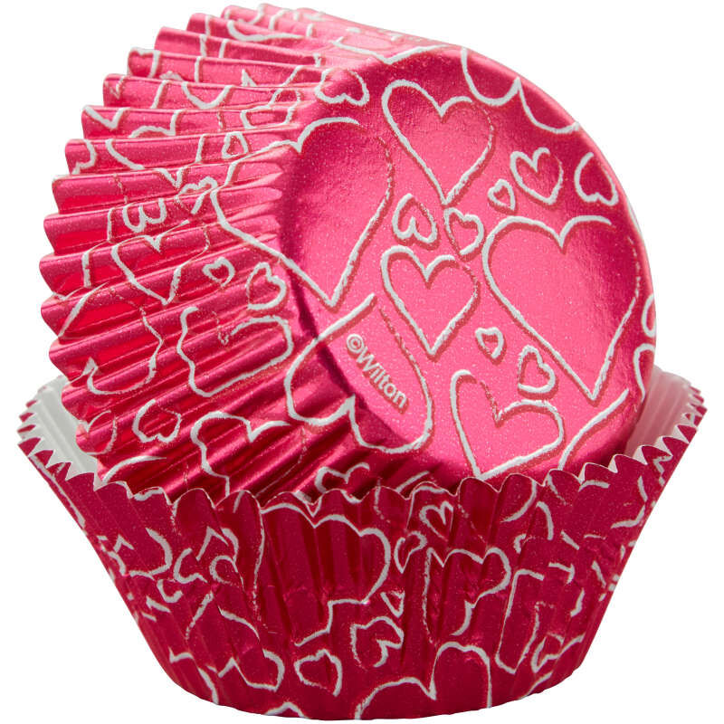 Wilton Pink Hearts Valentine's Day Foil Cupcake Liners, 24-Count