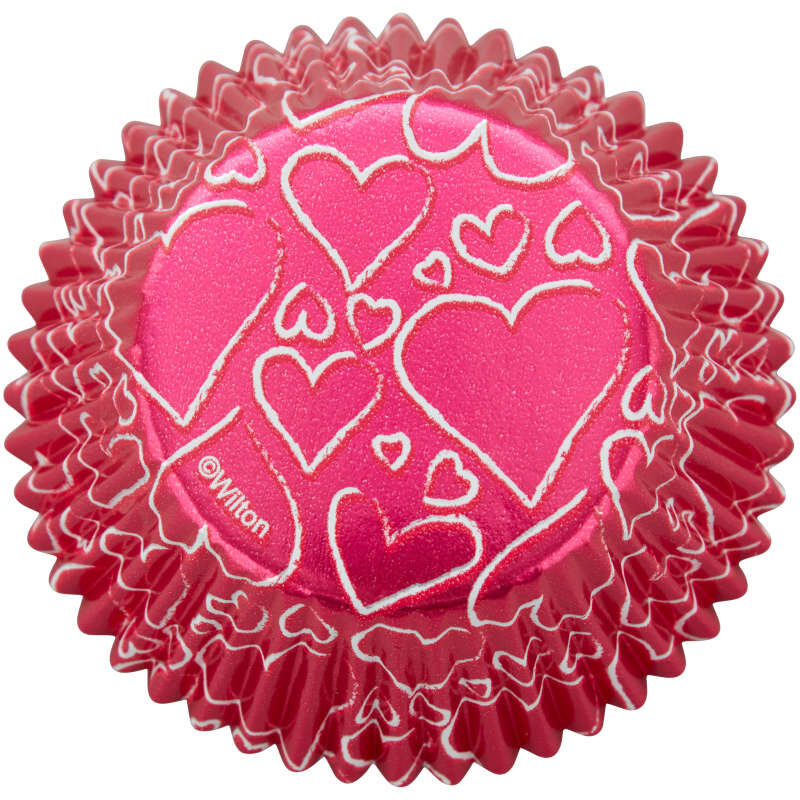 Wilton Pink Hearts Valentine's Day Foil Cupcake Liners, 24-Count
