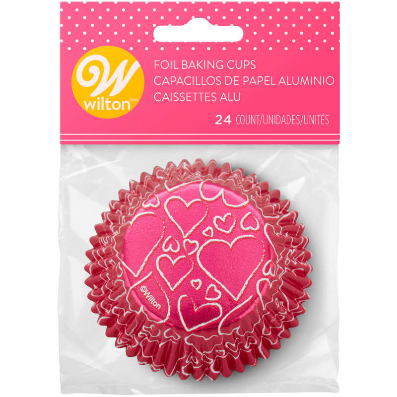 Wilton Pink Hearts Valentine's Day Foil Cupcake Liners, 24-Count