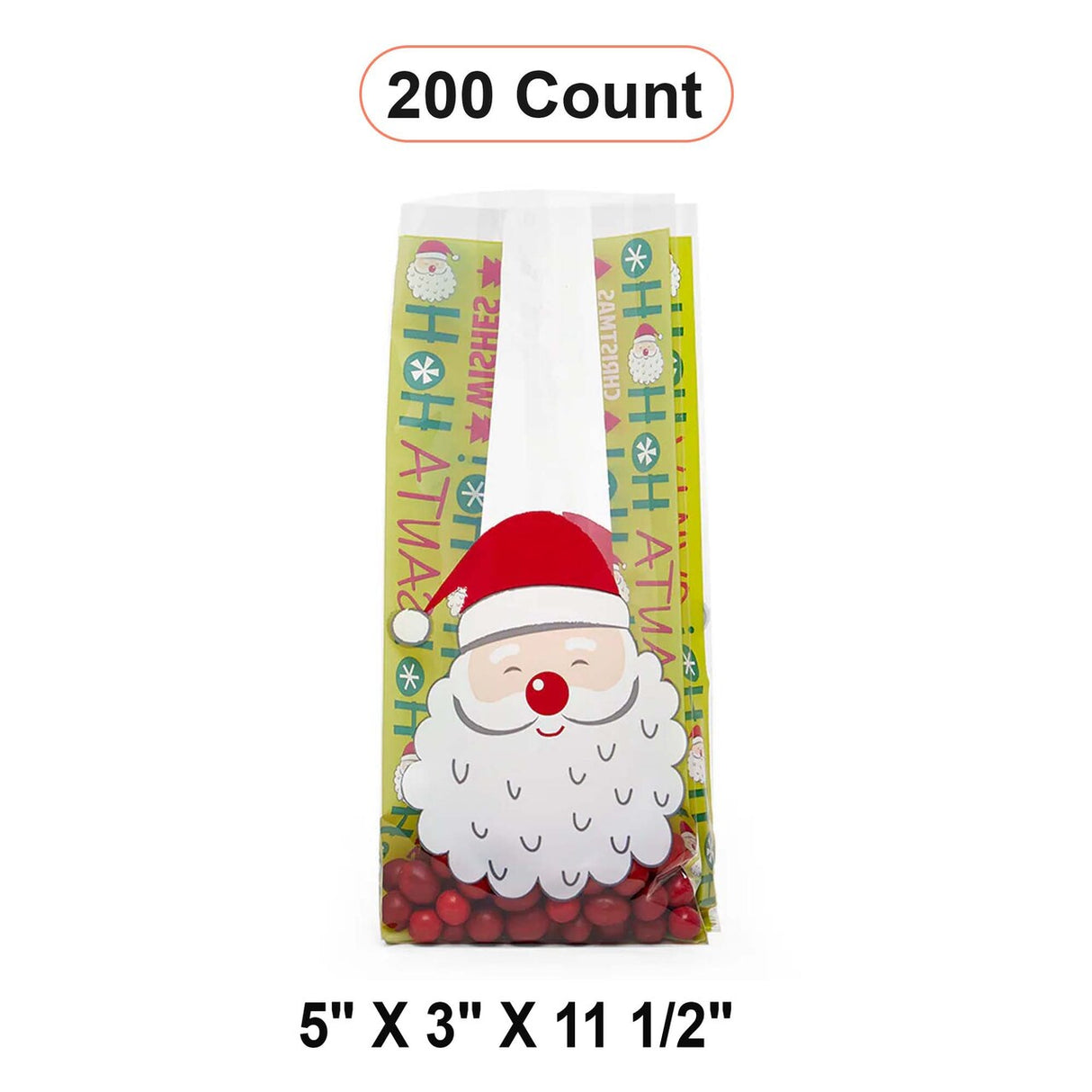 Festive Christmas Cello Gift Bags 5” x 3” x 11.5”