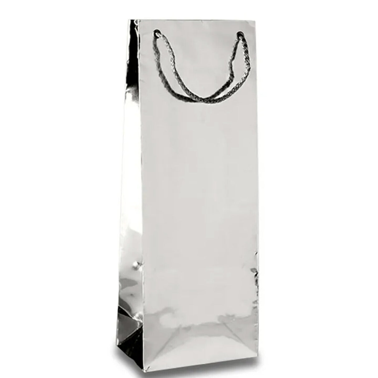 Metallic Paper Wine Bottle Euro Tote Bag 5" x 3" x 13 1/4" Stylish & Durable