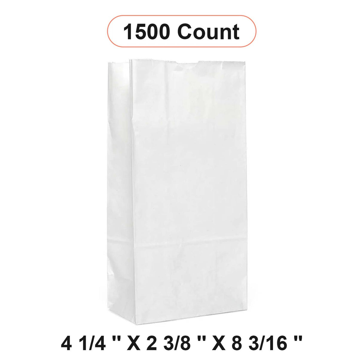 White Grocery Bags 4 1/4'' x 2 3/8'' x 8 3/16''