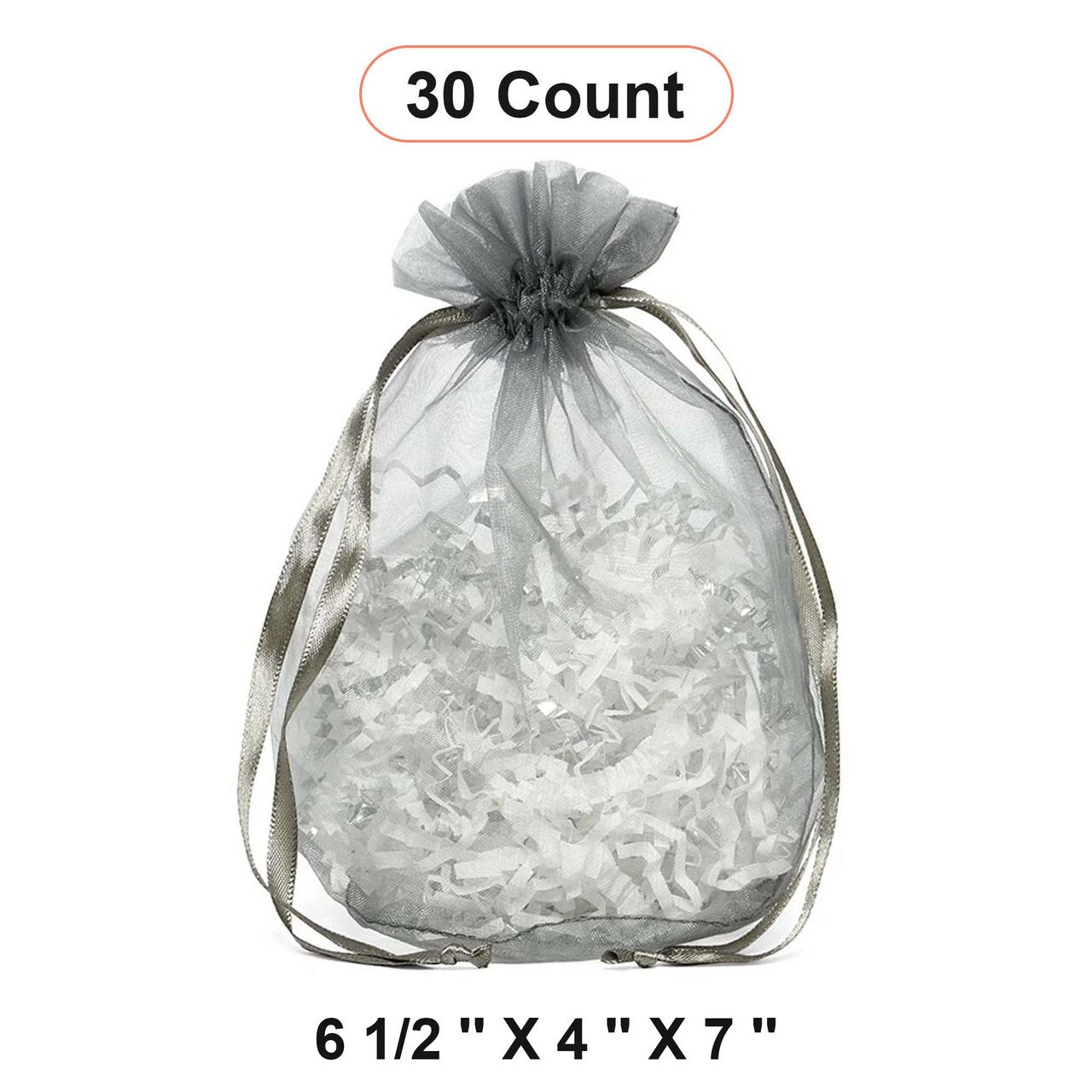 Wide Round Flat Bottom Organza Bags 6 1/2'' x 4'' x 7'' for Party Gifts