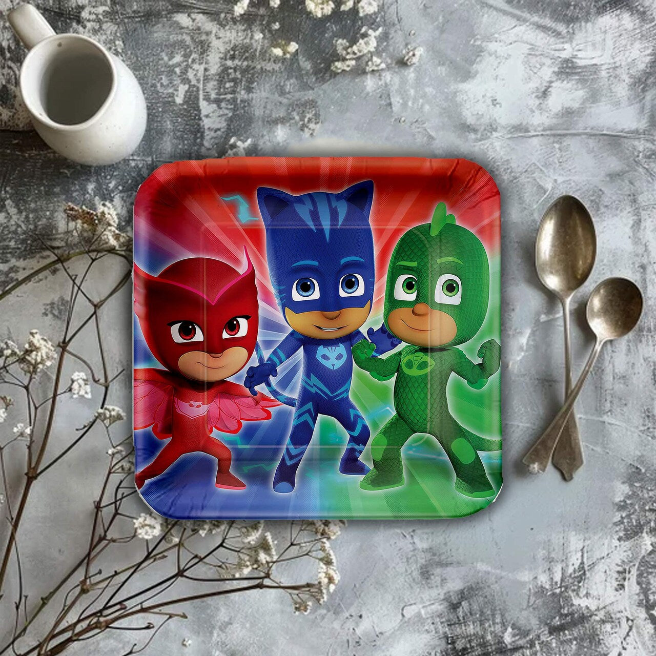 8 Ct. PJ Masks Square Dinner Plates Heroic Party Fun 9"