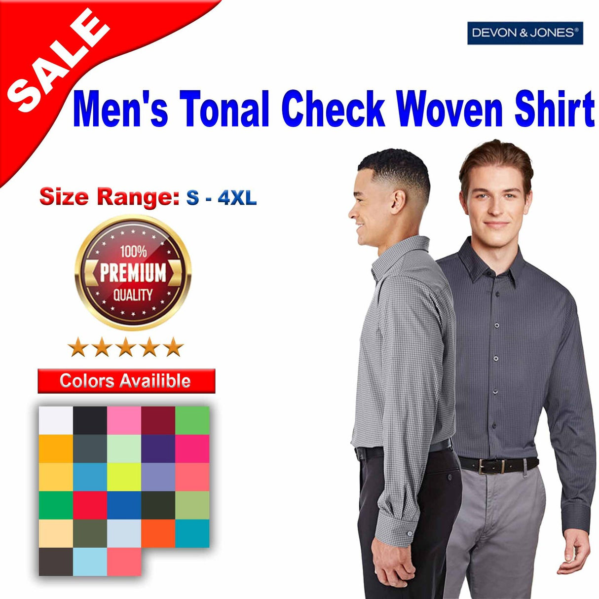 Devon & Jones® CrownLux Performance Men's Tonal Mini Check Woven Shirt