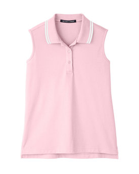 Devon & Jones® CrownLux Performance Ladies Plaited Tipped Sleeveless Polo