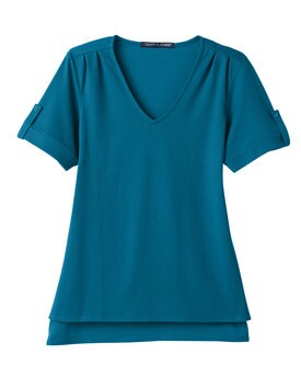 Devon & Jones® CrownLux Performance Ladies Plaited Rolled Sleeve Top