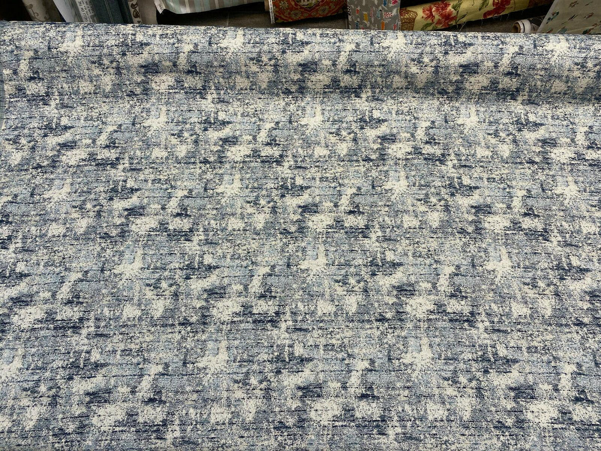 Swavelle Chenille Front Row Sea Blue Upholstery Fabric - Sea Blue, High Low Texture, 56" Width (1 Yard)