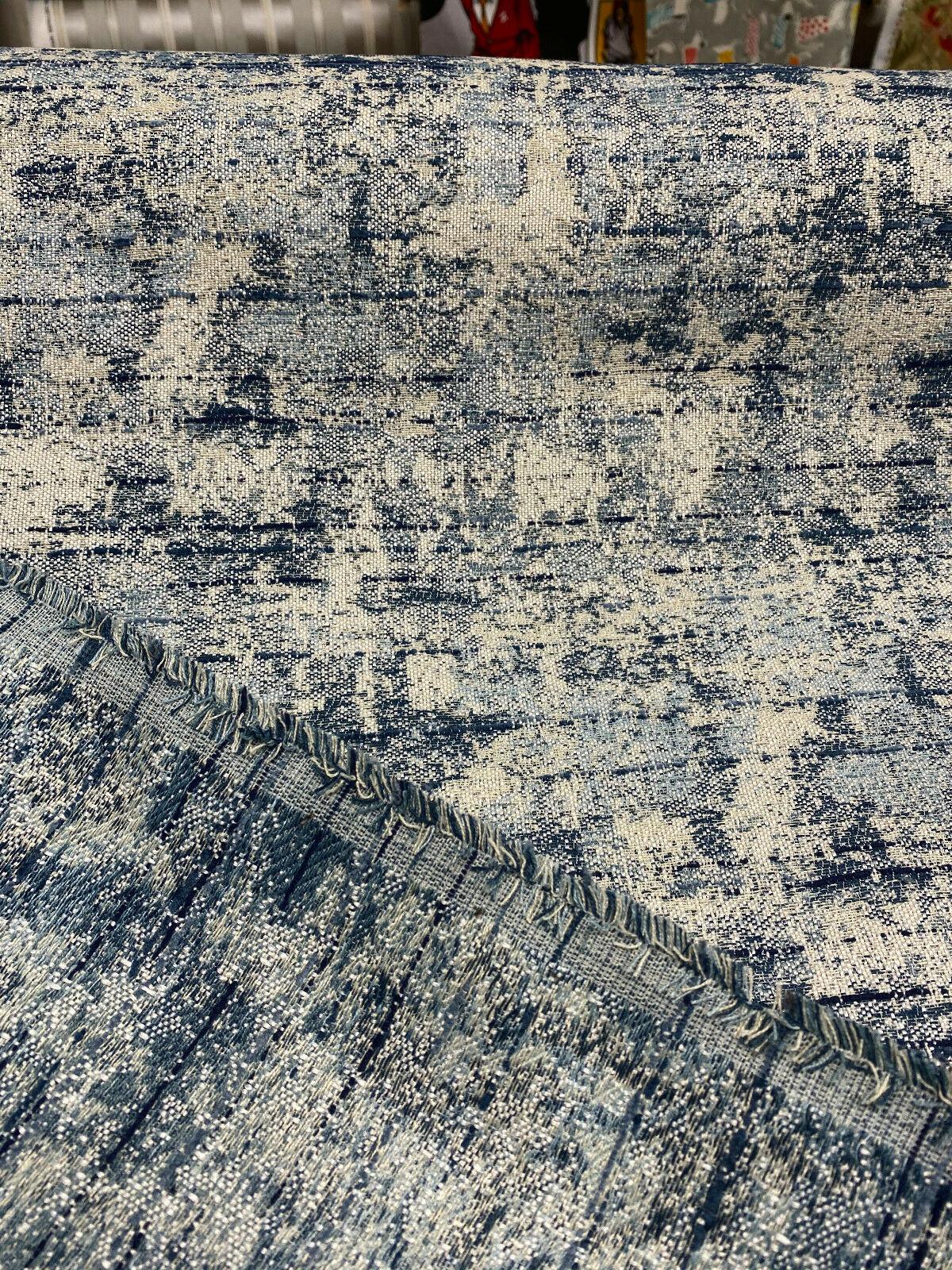 Swavelle Chenille Front Row Sea Blue Upholstery Fabric - Sea Blue, High Low Texture, 56" Width (1 Yard)