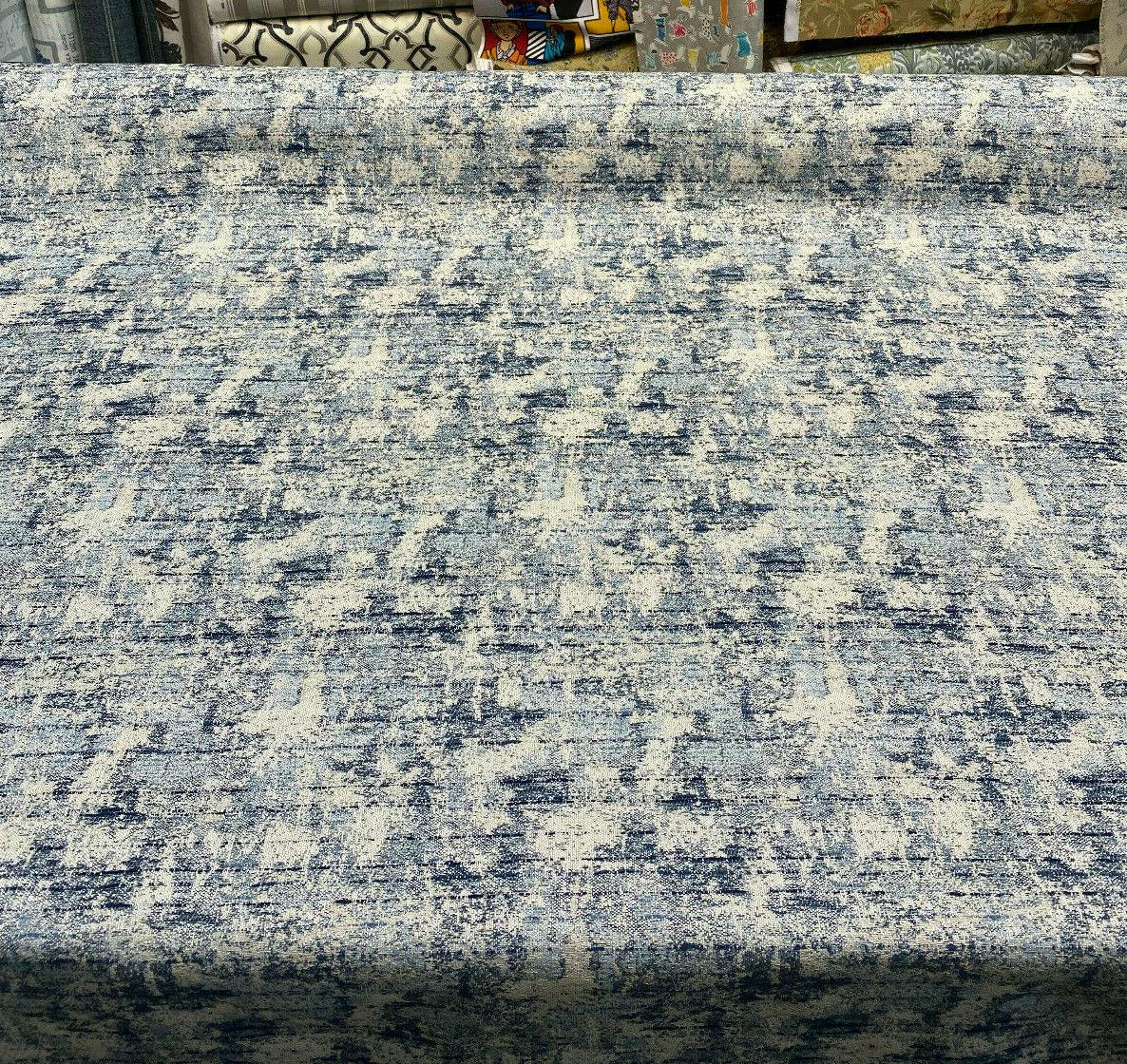 Swavelle Chenille Front Row Sea Blue Upholstery Fabric - Sea Blue, High Low Texture, 56" Width (1 Yard)