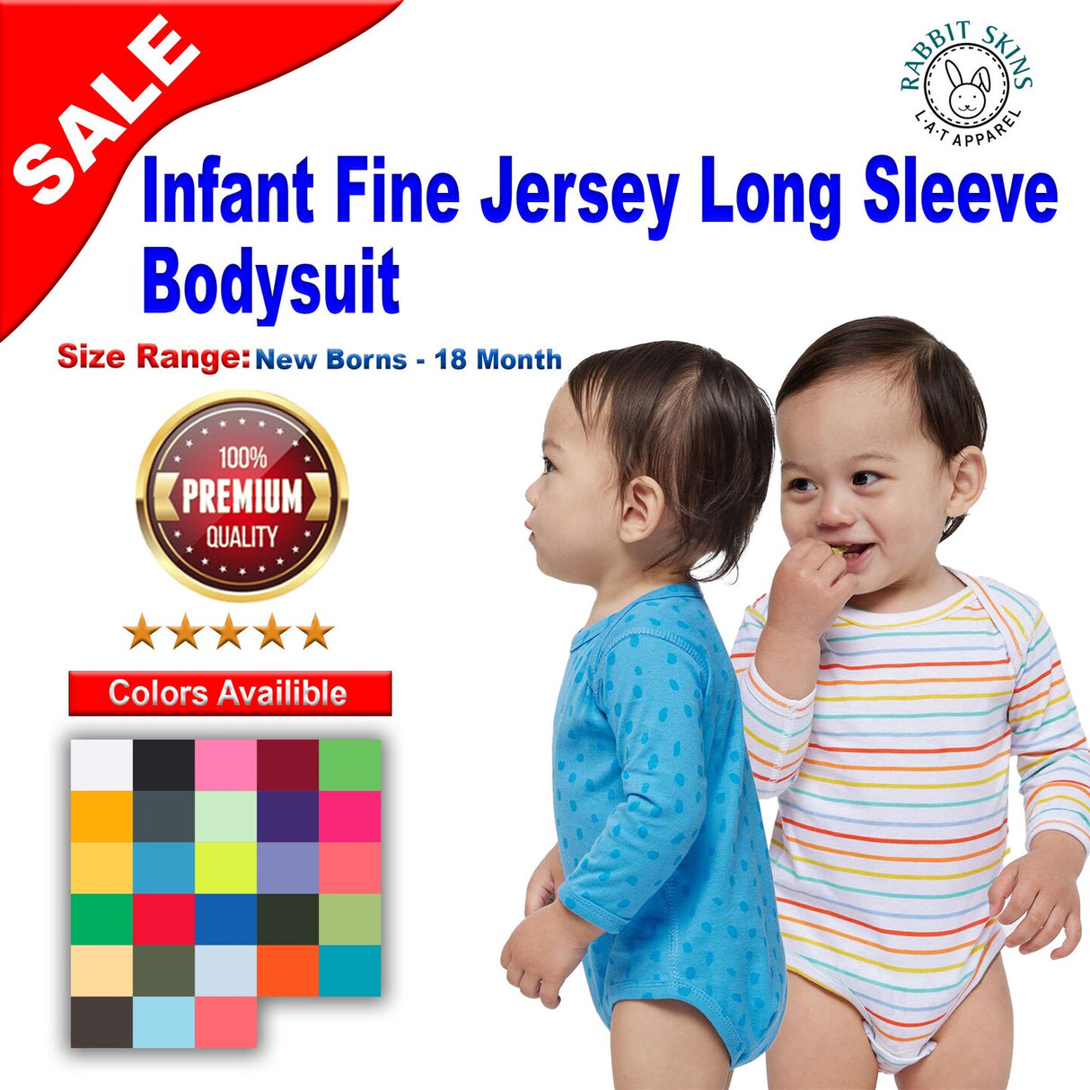 RADYAN® Infant Fine Jersey Long Sleeve Bodysuit