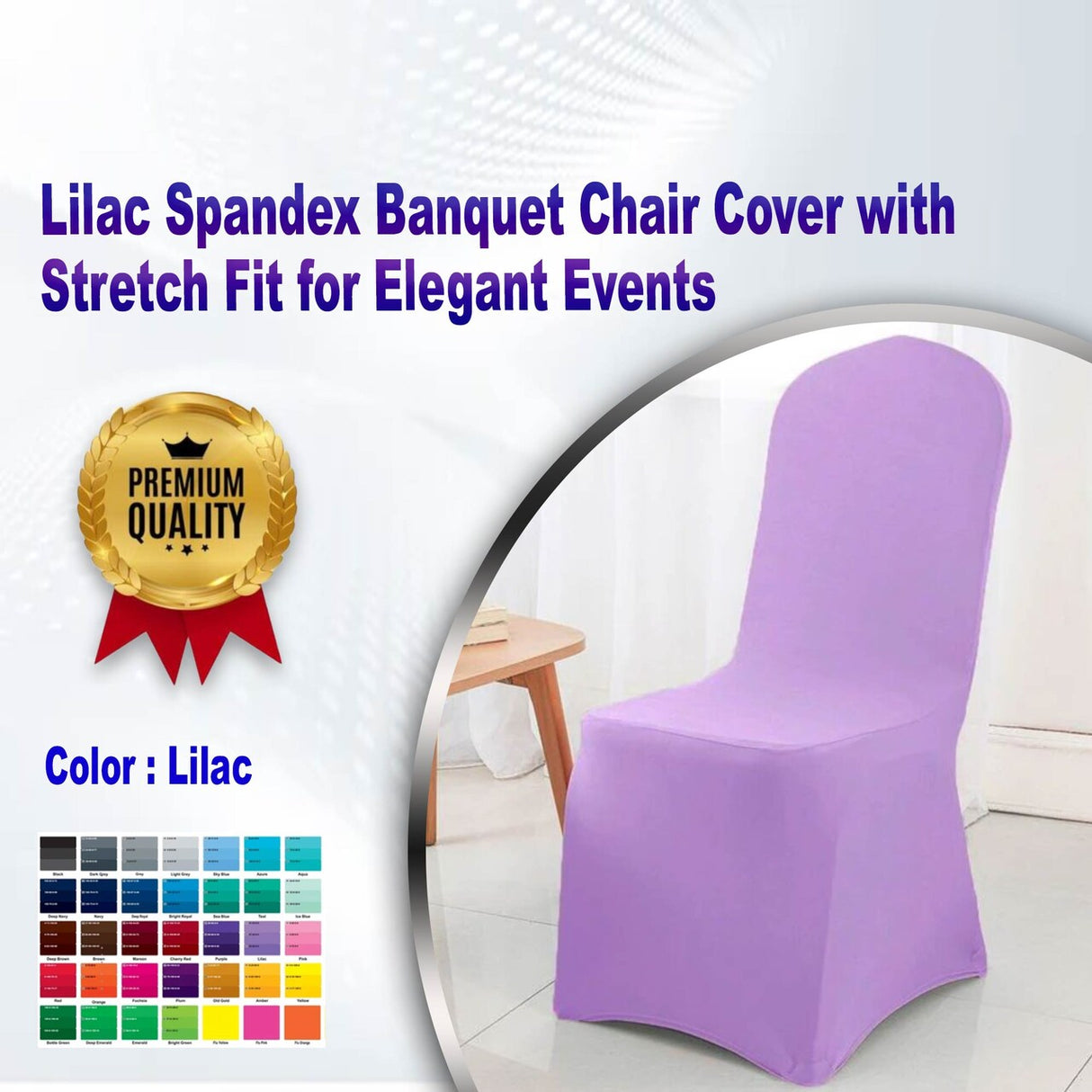 1 Piece Lilac Spandex Banquet Chair Cover with Stretch Fit for Elegant Events