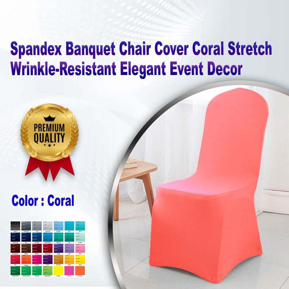 1 Piece Spandex Banquet Chair Cover Coral Stretch Wrinkle Resistant Elegant Event Decor