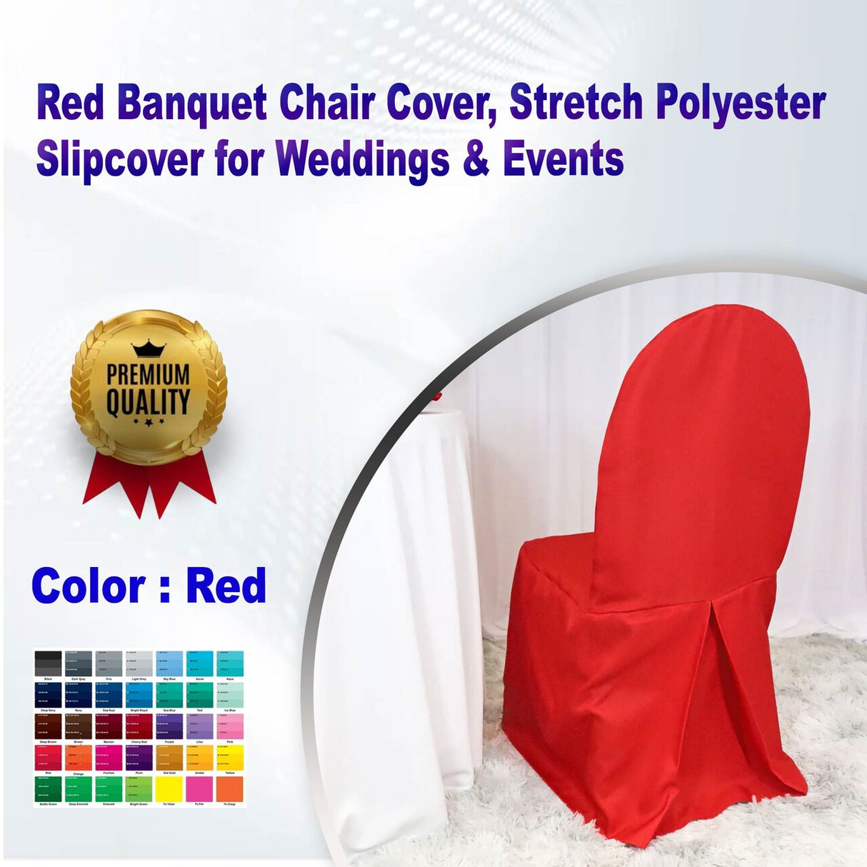 1 Piece Red Banquet Chair Cover, Stretch Polyester Slipcover for Weddings & Events