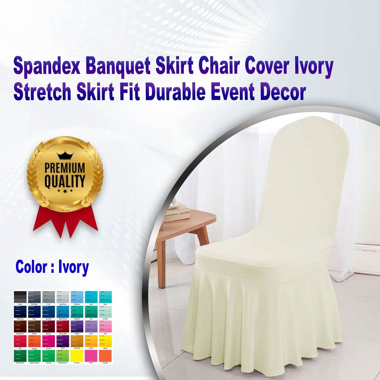 Spandex Banquet Skirt Chair Cover Ivory Stretch Skirt Fit Durable Event Decor