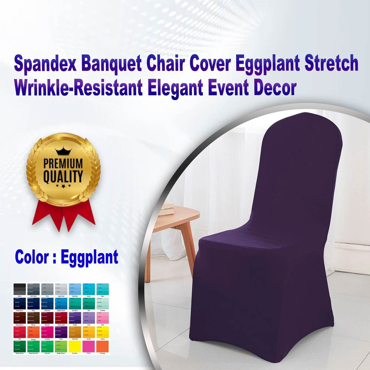 1 Piece Spandex Banquet Chair Cover Eggplant Stretch Wrinkle Resistant Elegant Event Decor