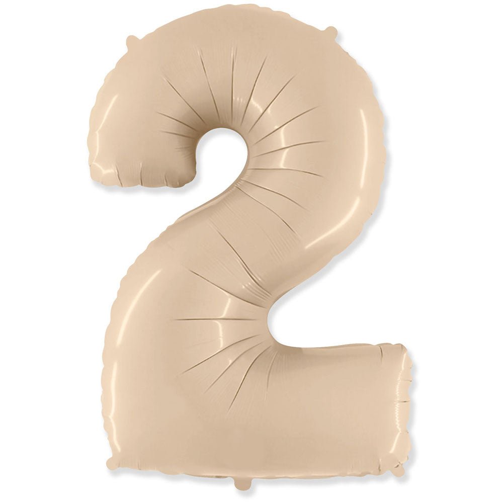 Foil Balloon Number 2 Satin Cream