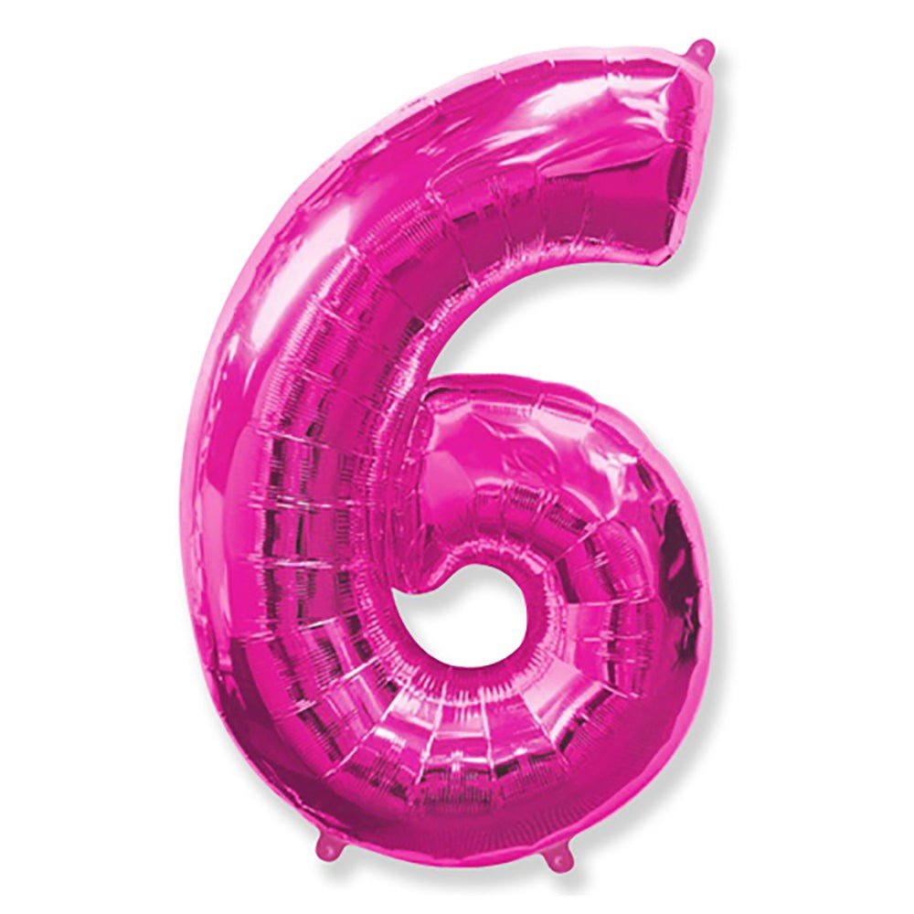 Foil Number 6 Balloon Fuchsia 42 Inch