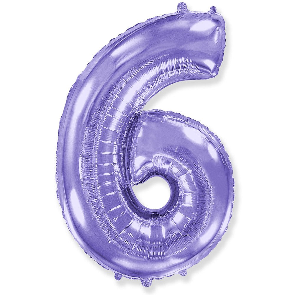 Foil Number 6 Lilac Purple Balloon