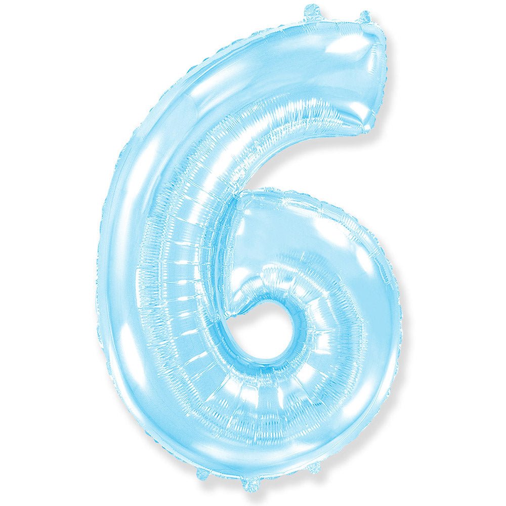 Foil Balloon Number 6 Pastel Blue