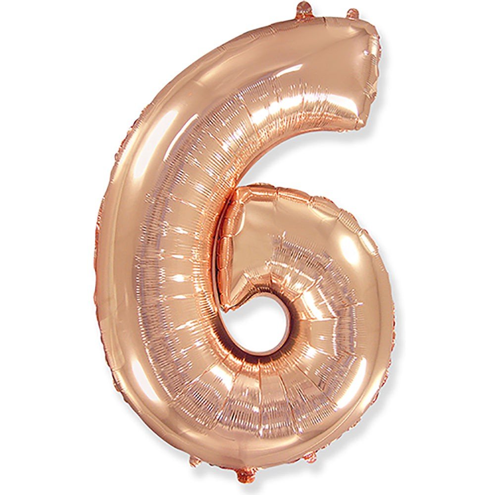 Foil Balloon Number 6 Rose Gold 42 Inch