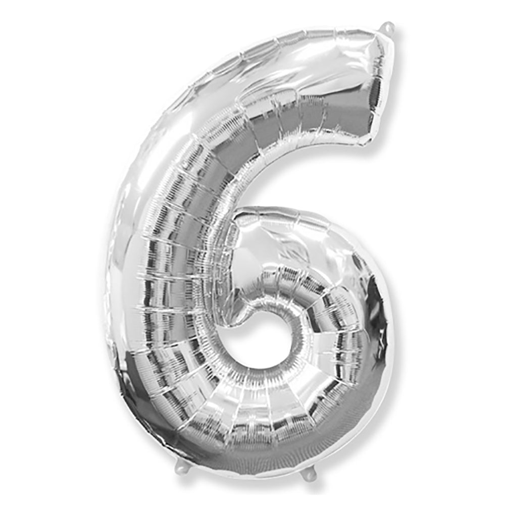 Number 6 Silver Foil Balloon