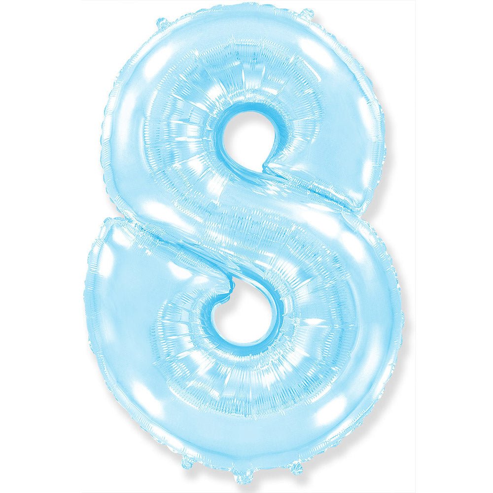Foil Balloon Number 8 Pastel Blue