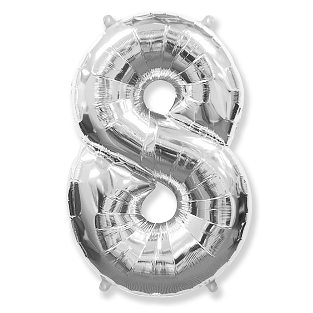 Foil Balloon Number 8 Silver 42 Inch