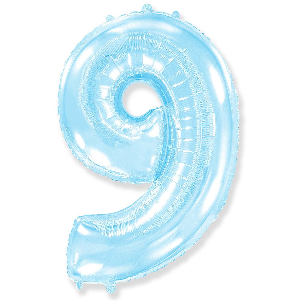 Foil Balloon Number 9 Pastel Blue