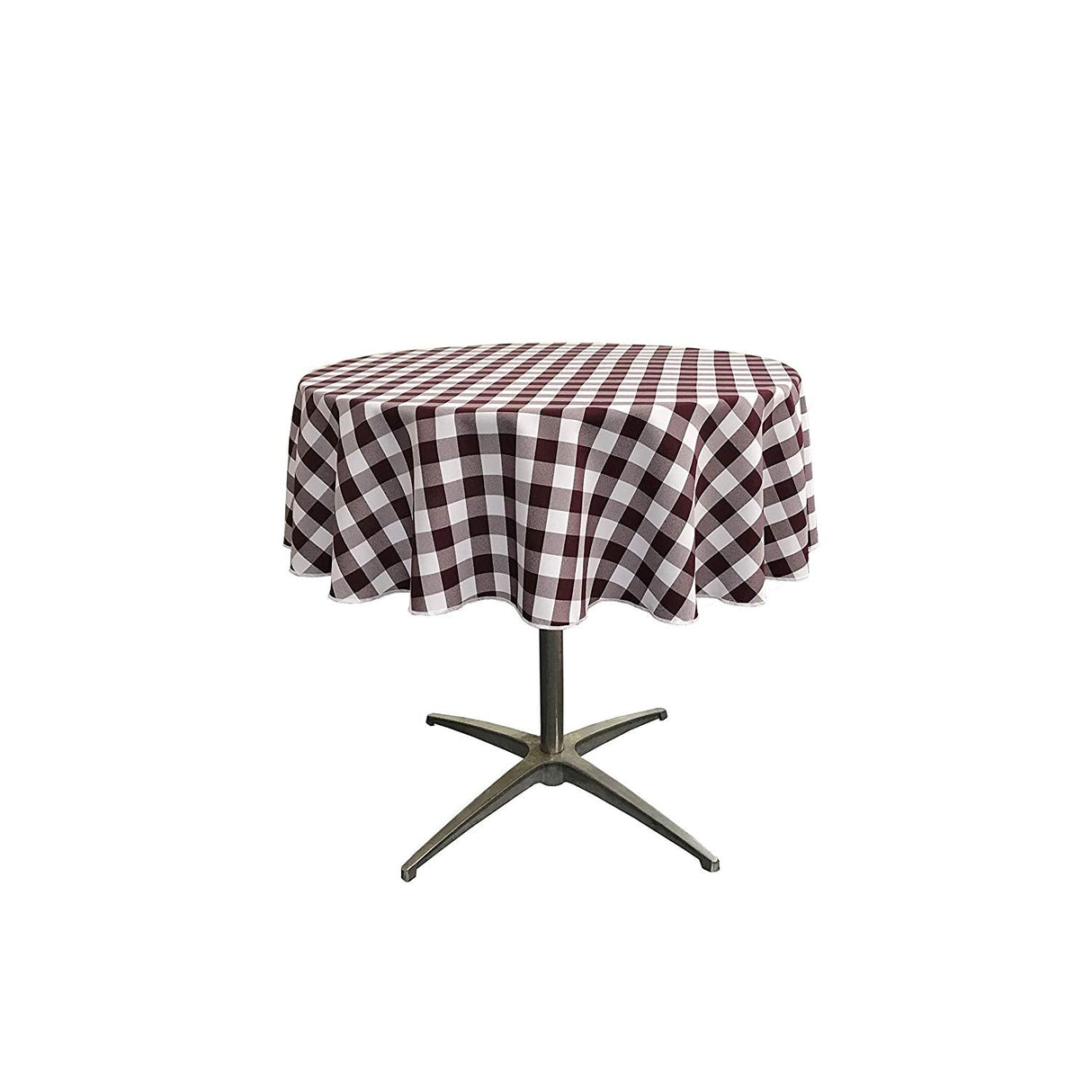42" Round Tablecloth Polyester Fabric - Checkered Gingham Plaid, 42" Diameter (1 Piece)