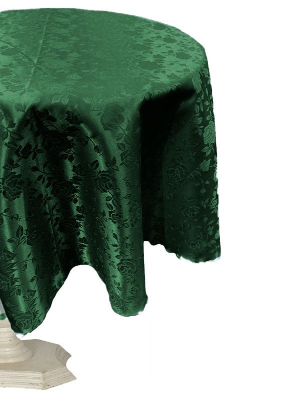 Rose Jacquard Satin Fabric - Floral Pattern, 42" Round Tablecloth (1 Piece)