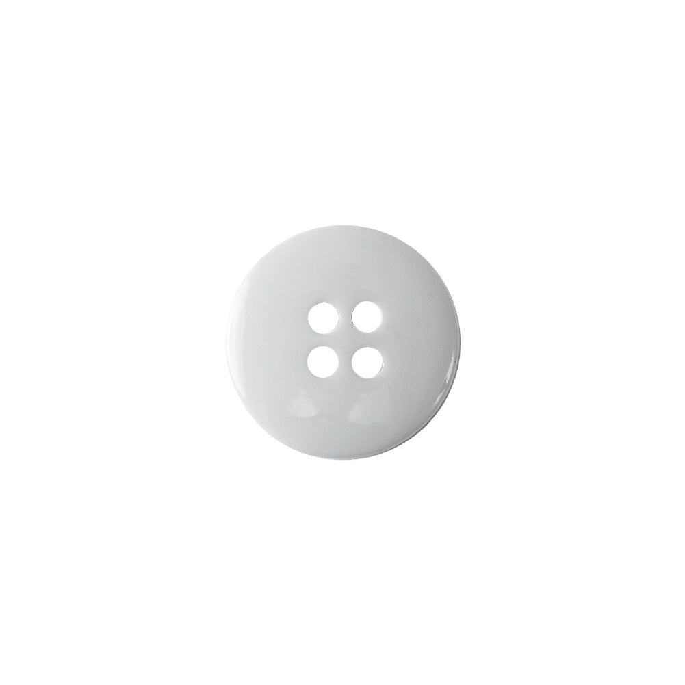 Opaque Lily White Pie-Crust Rim 4-Hole Plastic Shirt Button - 20L/12.5mm