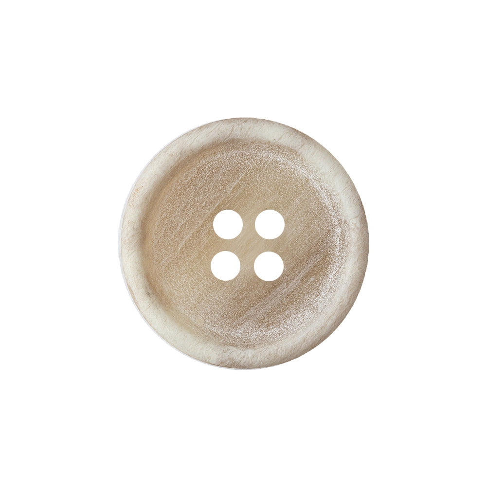 Matte Bone Shallow Plate with Tire Rim 4-Hole Plastic Button - 33L/21mm
