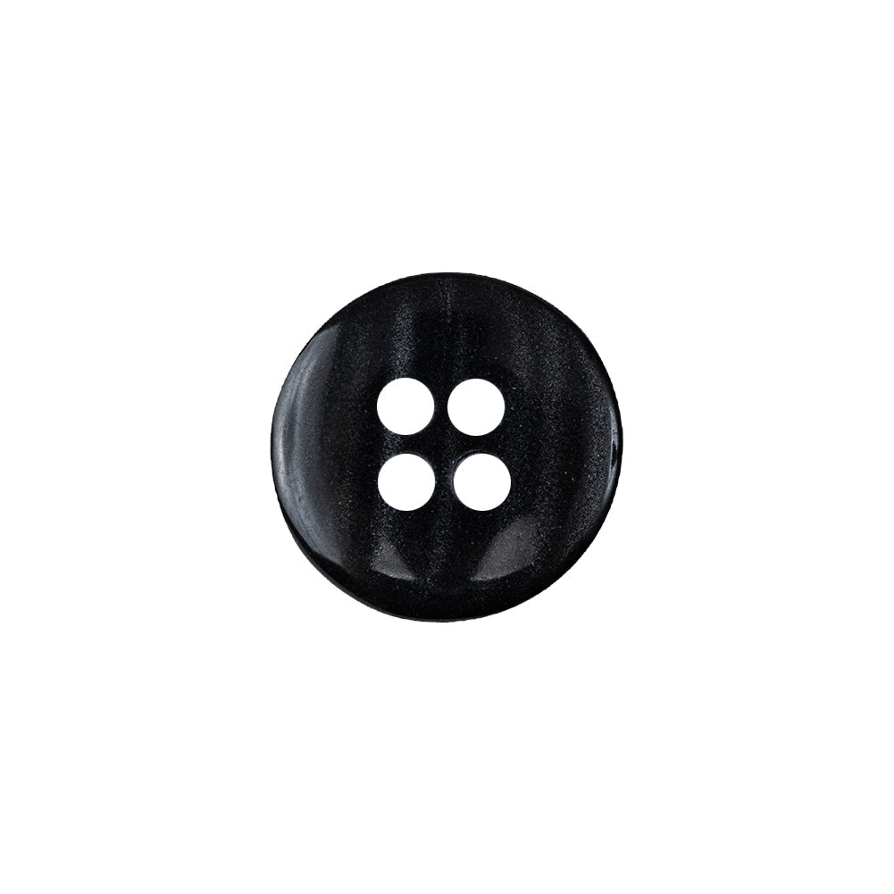 Black Beauty and Disco Ball Iridescent 4-Hole Plastic Button with Wide Rim - 24L/15mm