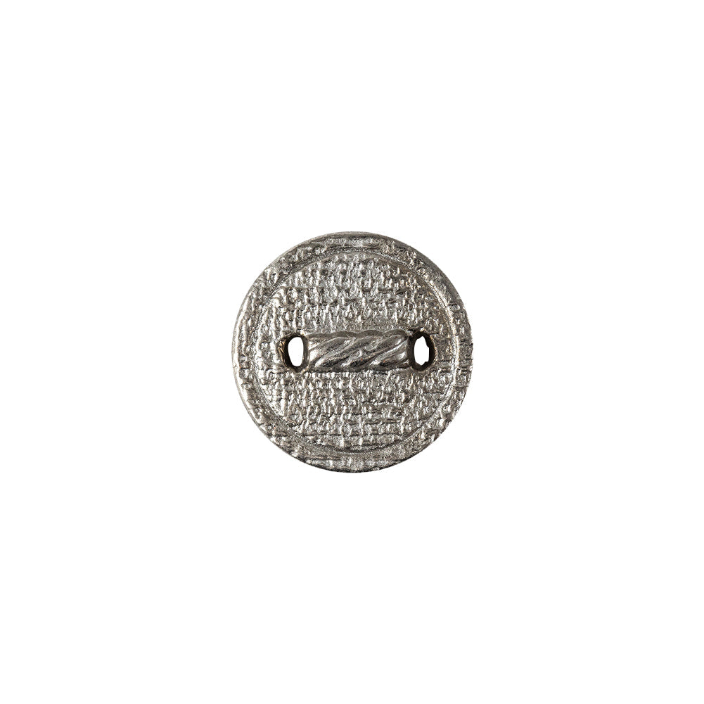 Italian Silver Faux Rope Textured Shank Back Metal Button - 20L/12.5mm