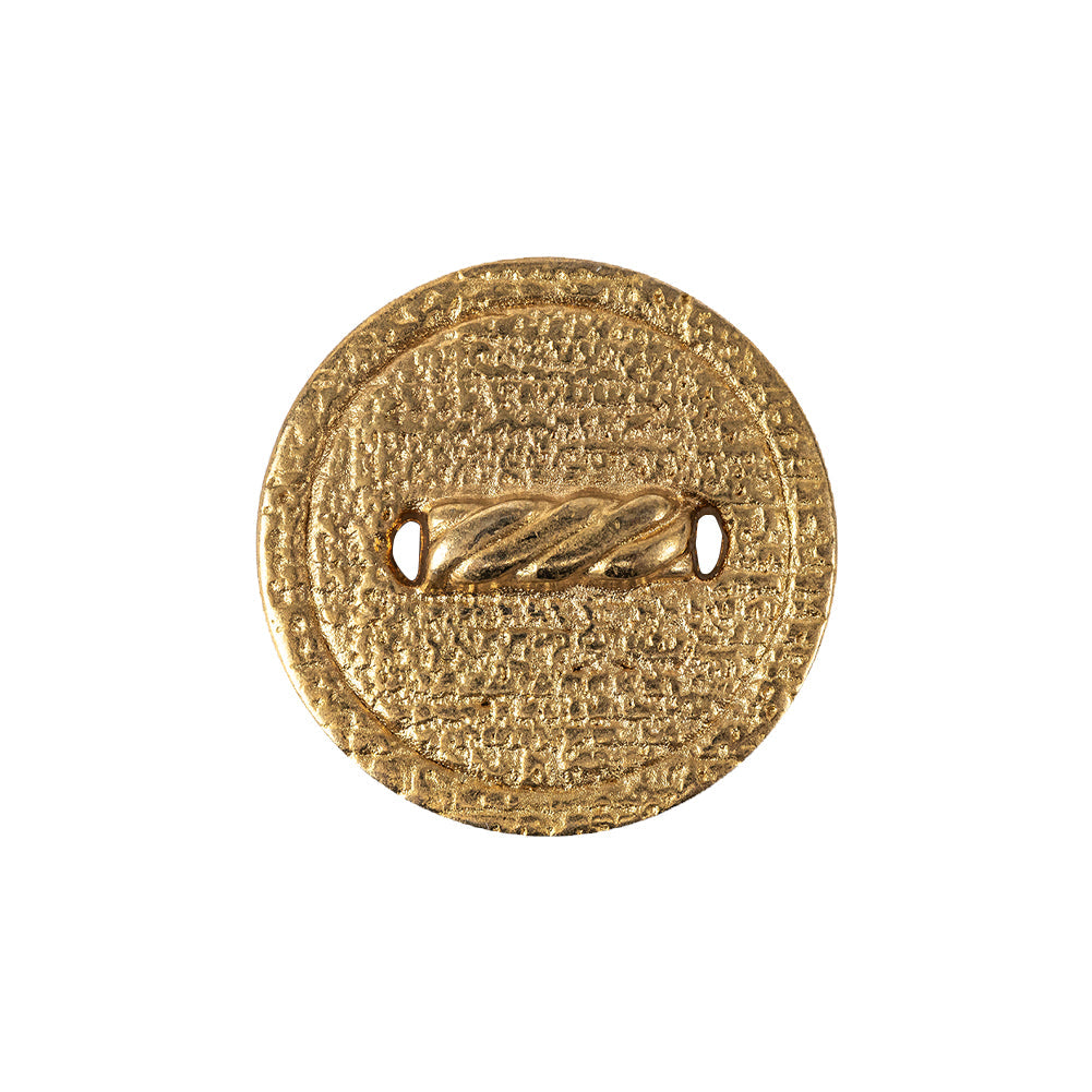 Italian Gold Faux Rope Textured Shank Back Metal Button - 36L/23mm