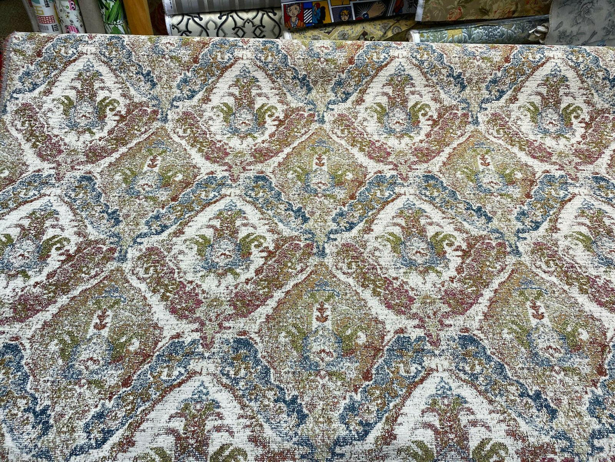 Swavelle Chenille Latham Multi Damask Upholstery Fabric - Multi Damask, 57" Width (1 Yard)