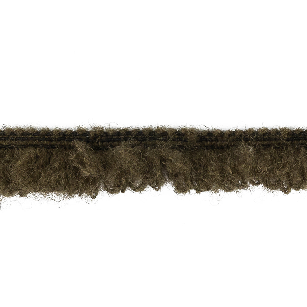 Olive Green Wool Blend Fringe Trimming - 0.75"