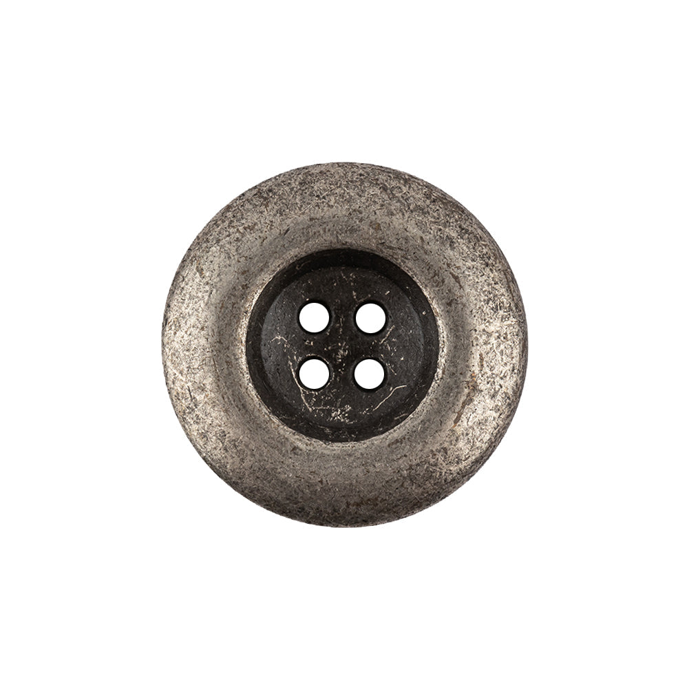 Italian Silver Oxidized Deep Well 4-Hole Button - 36L/23mm